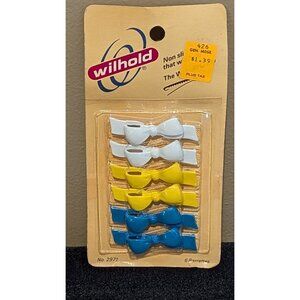 Vintage Wilhold Hair Bow Barrettes Set of 6 in Assorted Colors White Yellow Blue